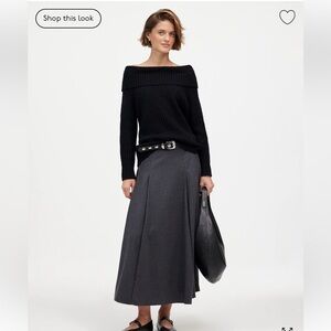 - Madewell black ribbed off the shoulder turtle neck sweater.